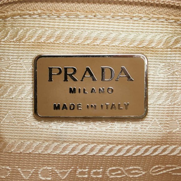 Prada Chain Shoulder Bag B4590 Beige Lino Leather Nylon Women's PRADA - Picture 7 of 10